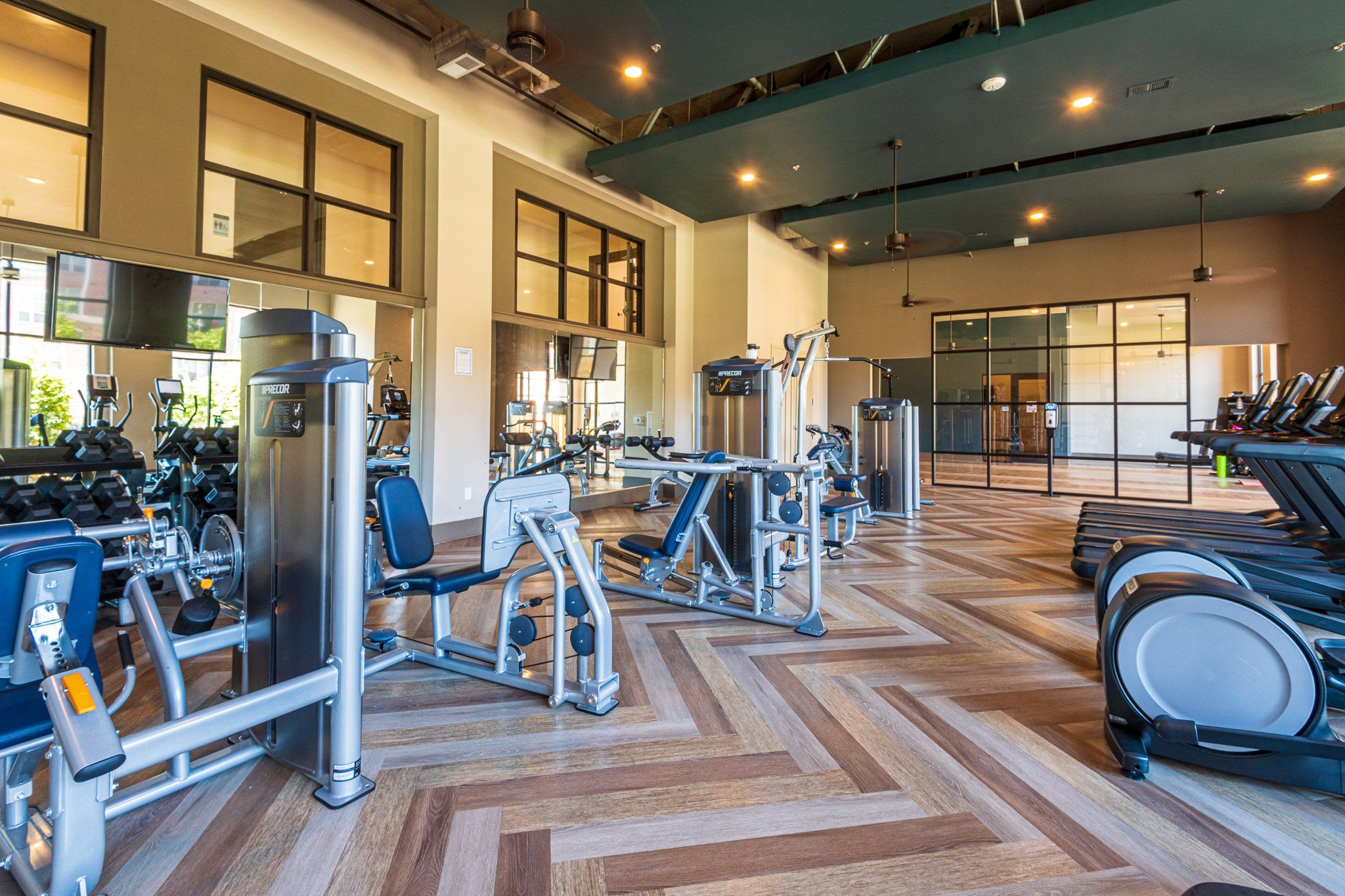 Large Chapel Hill fitness center with exercise machines and cardio machines