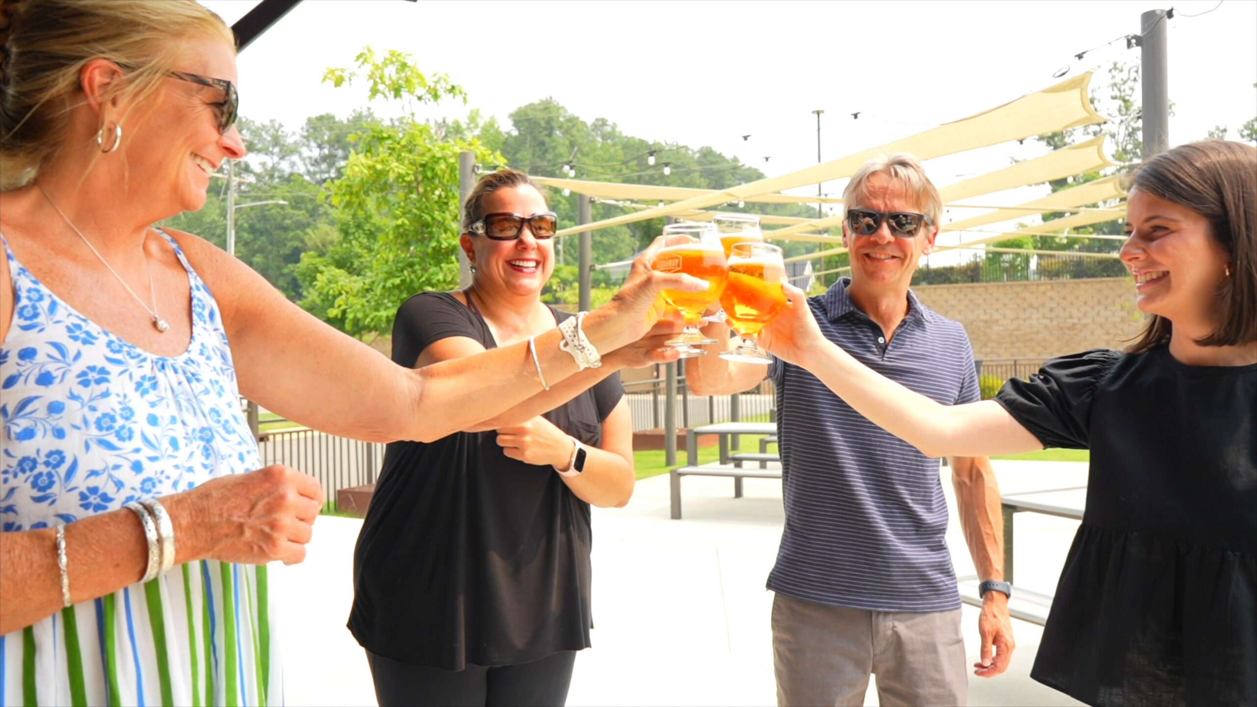 Onsite beer garden with seating and large outdoor lawn