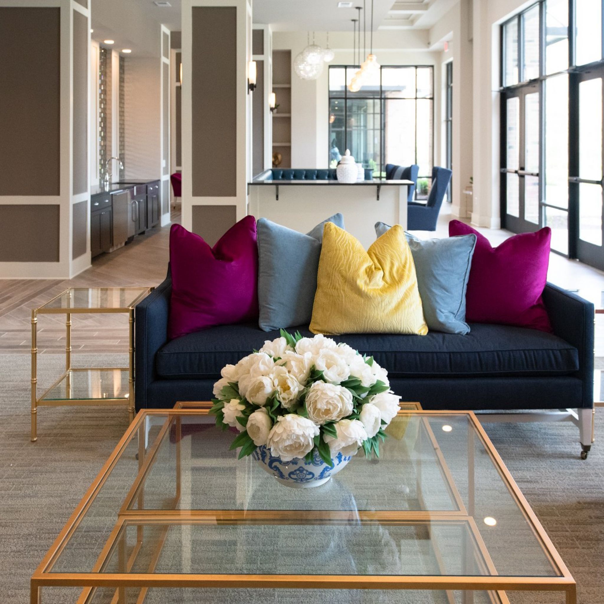Resident Clubhouse with Lounge Areas showing couches and coffee tables