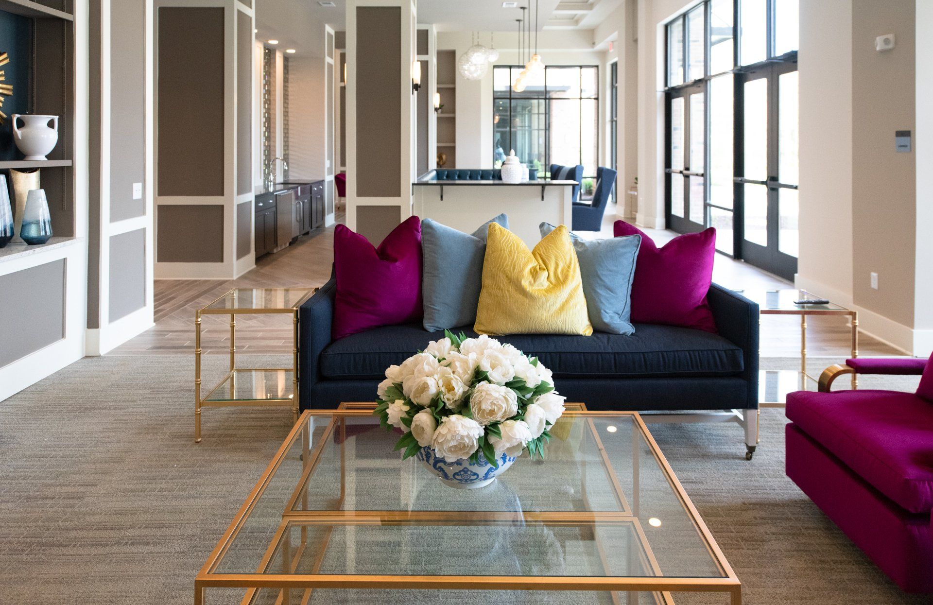 Resident lounge with couches and TVs