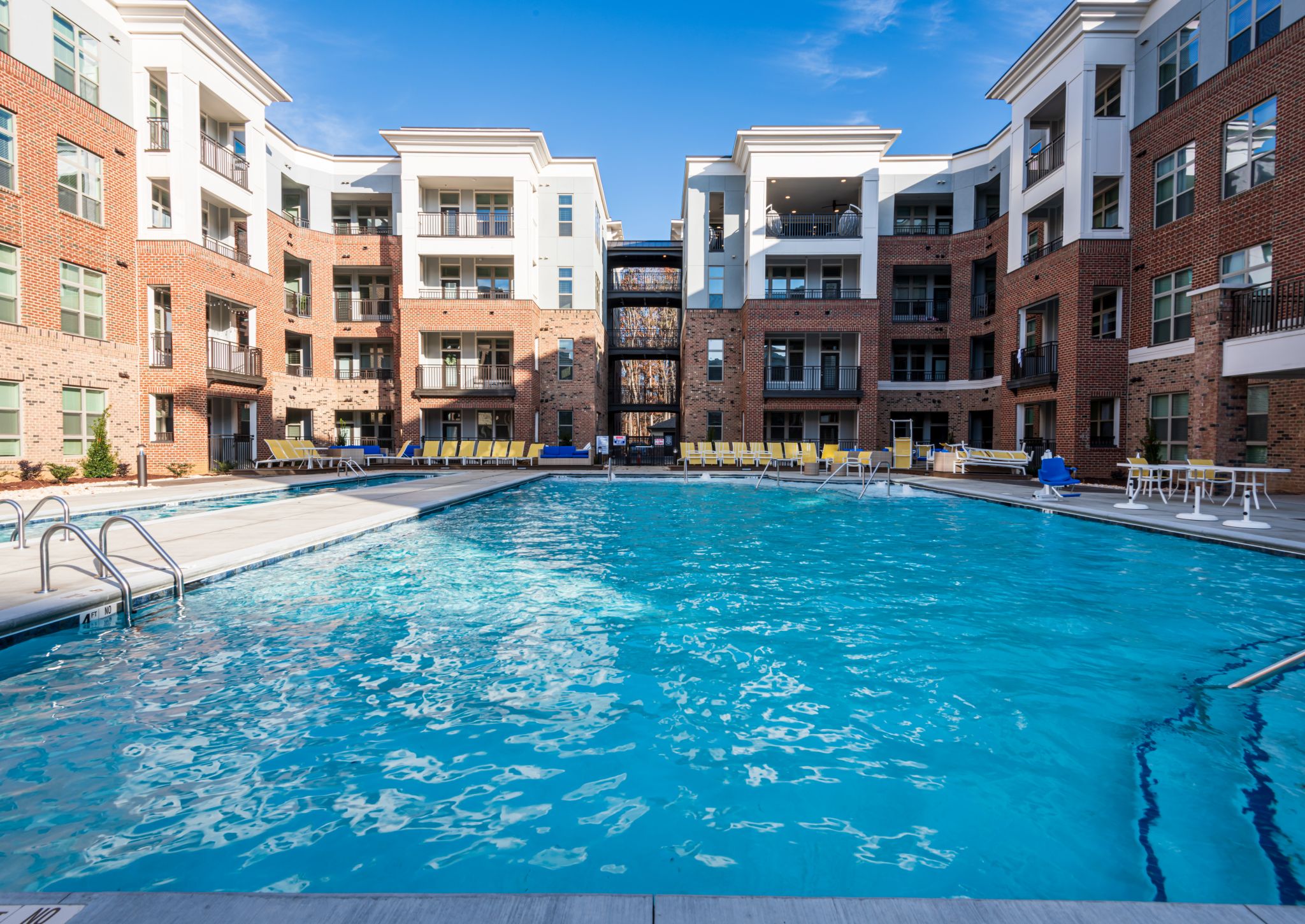 apartment building with pool